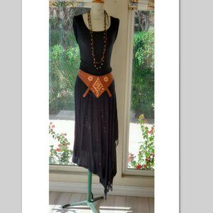 Handcrafted Full Grain Leather Statement Belt – Copper Motif, Artisan Design